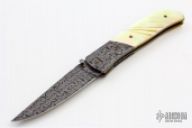 Damascus and Gold Lip Linerlock