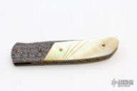 Damascus and Gold Lip Linerlock