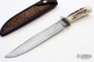 Damascus and Stag Fixed Blade