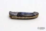 Damascus and Bone Spearpoint Linerlock