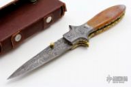 Damascus and Bone Linerlock Dagger