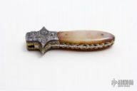 Damascus and Bone Linerlock Dagger