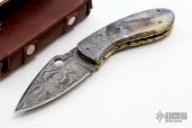 Damascus and Bone Linerlock