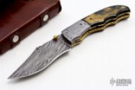 Damascus and Bone Linerlock