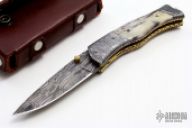 Damascus and Bone Linerlock
