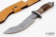 Damascus & Wood Upswept Knife