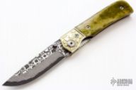 Damascus and Bone Linerlock Folder