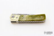 Damascus and Bone Linerlock Folder