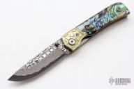 Damascus and Abalone Linerlock Folder