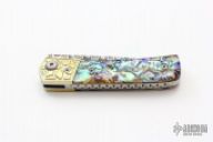 Damascus and Abalone Linerlock Folder