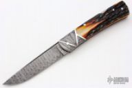 Damascus & Premium Stag Lockback