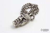 Sterling Tribal Mask Pendant with Necklace