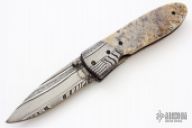 Damascus and Bone Linerlock