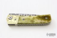 Damascus and Bone Linerlock Folder