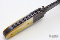 Damascus Gold Lip Pearl Linerlock