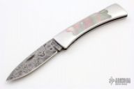 Damascus and Black Lip Pearl Lockback