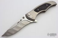 Tighe Coon Button Lock Flipper - Ti with Carbon Fiber Overlay