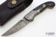 Damascus and Camel Bone Linerlock