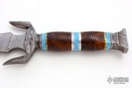Damascus, Turquoise & Wood Dagger