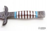Damascus, Turquoise & Aluminum Dagger
