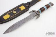 Damascus, Turquoise & Wood Dagger
