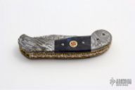 Damascus and Bone Spearpoint Linerlock