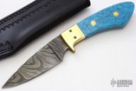 Damascus & Turquoise Drop Point