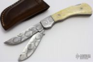 Bone and Damascus Lockback