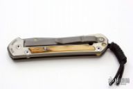 Large Sebenza 21 w/ Mammoth Bark Ivory and Stainless Damascus