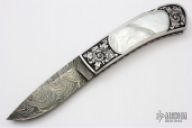 "Vegas" Damascus Engraved Lockback