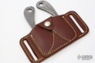 Damascus Caping Knife Set with Leather Sheath, Circa 1992