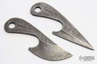 Damascus Caping Knife Set with Leather Sheath, Circa 1992