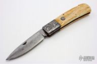 Damascus & Giraffe Bone Lockback D/A