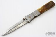 Damascus & Mammoth Folding Dagger