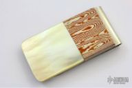 Mokume and Gold Lip Pearl Money Clip
