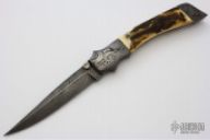 Damascus & Mammoth Ivory Lockback (#0310)