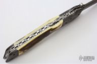 Damascus & Mammoth Ivory Lockback (#0310)