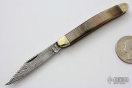 BO-8188BP Dam - Damascus and Black Lip Pearl Slipjoint