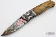 Mammoth Ivory and Damascus Linerlock