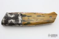 Mammoth Ivory and Damascus Linerlock