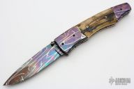 Mammoth Ivory and Damascus Linerlock