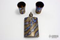 Flamed Titanium Flask Set w/ Two Matching Shot Glasses