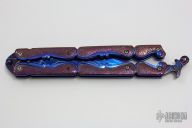 Carved Titanium/Blued Damascus Balisong