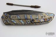 Raindrop Damascus and Flamed Titanium ANAX #007