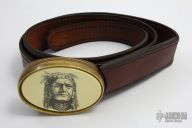 Belt Buckle Knife with Scrimshaw