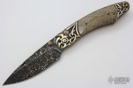 B12 Damascus/Sterling/Bone #14/50