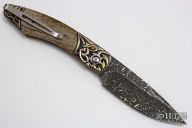 B12 Damascus/Sterling/Bone #14/50