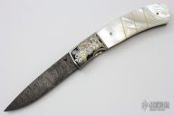 Engraved Linerlock with Damascus Blade