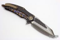 Matrix San-Mai Damascus and Flamed Hardware #023
