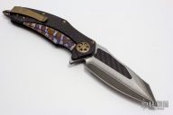 Matrix San-Mai Damascus and Flamed Hardware #029